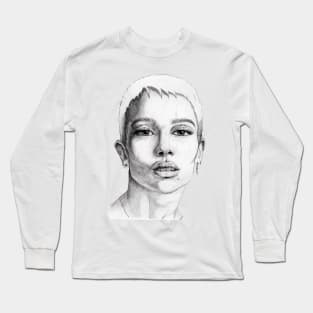 portrait sketching face Long Sleeve T-Shirt